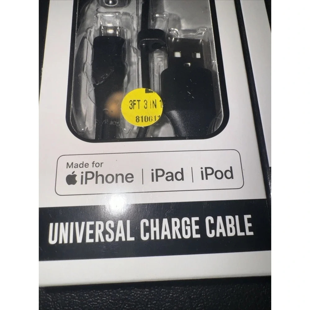 2 Universal USB Port Charging Cable 3 ft Tri-Tip iPhone iPad‎ iPod USB-C Micro